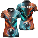 Maxcorners Custom Orange Cyan Fire 3D Dragon 8 Ball Pool Billiard Shirts, Team League Billiard Jerseys