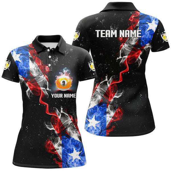 Maxcorners 9 Ball Pool Us Flag Smoke Custom Grunge Billiard Shirts, Patriotic Billiard Jerseys Uniform