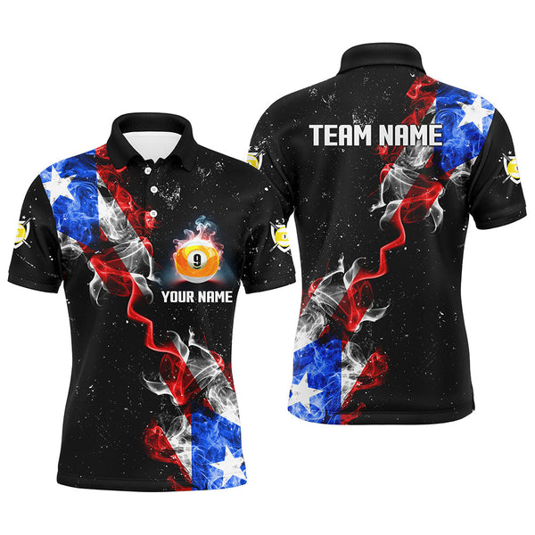 Maxcorners 9 Ball Pool Us Flag Smoke Custom Grunge Billiard Shirts, Patriotic Billiard Jerseys Uniform