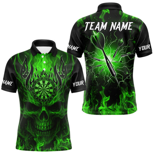 Maxcorners Purple Flaming Skull Men's Dart Jersey Custom Dart Fire Lightning Darts Team Shirts Polo & 1/4 Zip LM2709