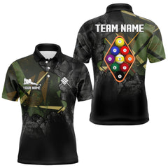 Maxcorners Personalized 9 Ball Pool Shirt For Men Custom Black And Military Green Billiard Team Jersey TU2710