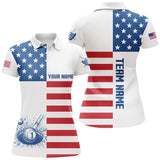 Maxcorners Personalized American Flag Billiard Polo Shirts Custom Name Patriotic Pool Player Shirts For Men LM054