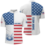 Maxcorners Personalized American Flag Billiard Polo Shirts Custom Name Patriotic Pool Player Shirts For Men LM054
