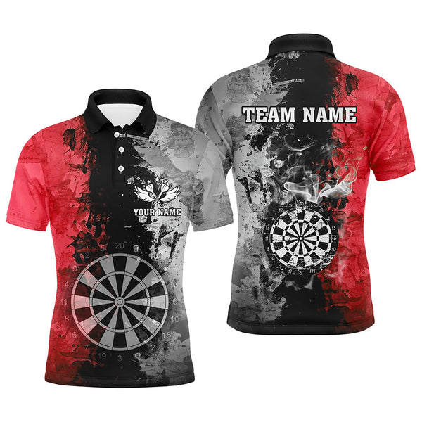 MaxCorners Dart Grey Grunge American Flag Customized Name And Team Name 3D Polo Shirt For Men