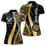 Maxcorners Personalized Black And Golden Tribal Dart Shirts For Men Custom Dart Jersey Team Polo & 1/4 ZipMT0306