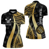 Maxcorners Personalized Black And Golden Tribal Dart Shirts For Men Custom Dart Jersey Team Polo & 1/4 ZipMT0306