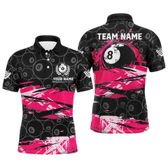 MaxCorners Billiard Pink Grunge Billiard 8 Ball Customized Name, Team Name 3D Polo Shirt
