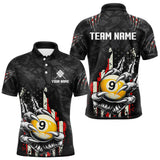 Maxcorners Funny Claw Tearing US Flag 9 Ball Pool Custom Billiard Shirts For Men, Patriotic Billiard Jerseys LM2707