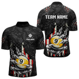 Maxcorners Funny Claw Tearing US Flag 9 Ball Pool Custom Billiard Shirts For Men, Patriotic Billiard Jerseys LM2707