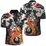 Maxcorners Flame 8 Ball Pool Abstract Smoke Pattern Custom Billiard Shirts, Grunge Billiard Jerseys |Red