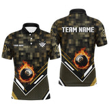 Maxcorners Customized Yellow 8 Ball Fire Tech Camo Pattern Billiard Sport Jerseys For Men Billiard Team Shirts