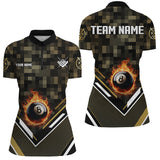 Maxcorners Customized Yellow 8 Ball Fire Tech Camo Pattern Billiard Sport Jerseys For Women Billiard Team Shirts