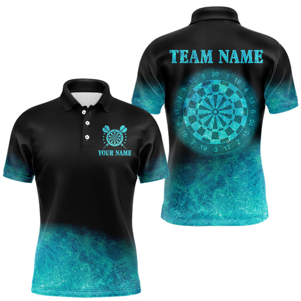 Maxcorners Personalized Sea Turquoise Gradient Darts Polo & Quarter Zip Custom Dart Shirt For Men Dart Jersey MT2808