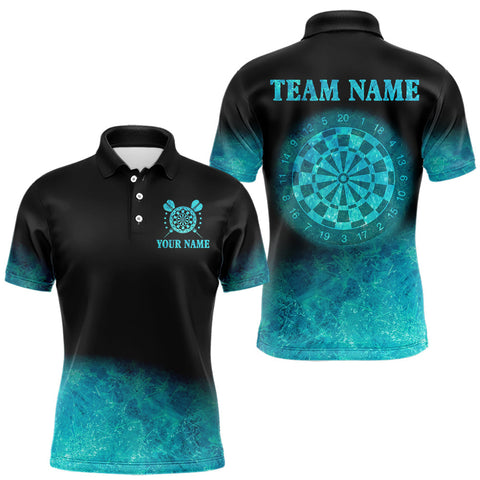 Maxcorners Personalized Sea Turquoise Gradient Darts Polo & Quarter Zip Custom Dart Shirt For Men Dart Jersey MT2808
