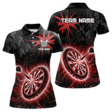 Maxcorners Custom Dart Jerseys For Men, Black And Red Dartboard Thunder Lightning Darts Shirts Polo & 1/4 Zip