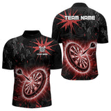 Maxcorners Custom Dart Jerseys For Men, Black And Red Dartboard Thunder Lightning Darts Shirts Polo & 1/4 Zip
