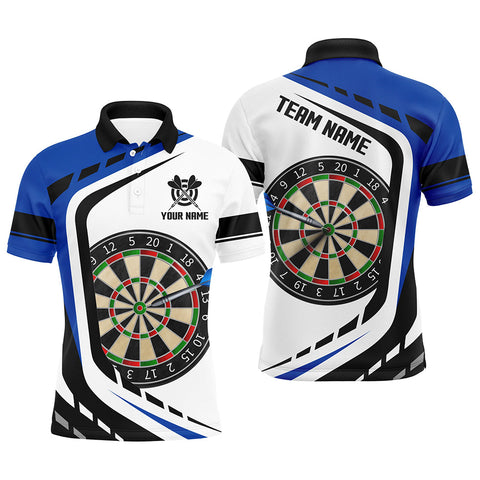 Maxcorners Personalized Dartboard Blue Jerseys Men Darts Polo Shirts Custom Darts Uniform For Team Player