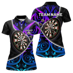 Maxcorners Neon Purple Blue Tribal Pattern Dart Shirts For Men Custom Dart Jerseys Team Polo & Quarter Zip