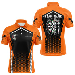 Maxcorners Orange Sport Style Dart Arrows Dart Polo & 1/4 Zip Shirts For Men, Dart Jerseys