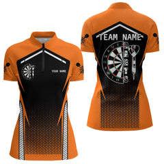 Maxcorners Orange Sport Style Dart Arrows Dart Polo & 1/4 Zip Shirts For Men, Dart Jerseys