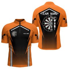 Maxcorners Orange Sport Style Dart Arrows Dart Polo & 1/4 Zip Shirts For Men, Dart Jerseys