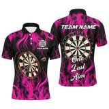 Maxcorners One Last Aim 3D Fire Flame Pink Darts Jersey Customized Name, Team Anme 3D Shirt