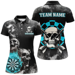 Maxcorners Personalized Blue Darts Smoke Skull Dart Shirts Custom Darts Board Fire Flame Dart Team Jersey