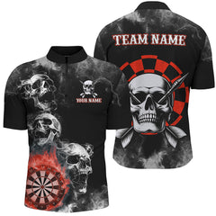 Maxcorners Personalized Red Darts Smoke Skull Dart Shirts Custom Darts Board Fire Flame Dart Team Jersey