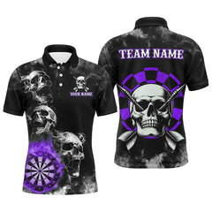 Maxcorners Personalized Purple Darts Smoke Skull Dart Shirt Custom Dart Board Fire Flame Dart Team Jersey