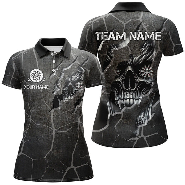 Maxcorners Skull Black Grunge  Darts Jersey Customized Name, Team Name 3D Polo Shirt