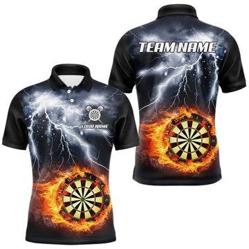 Maxcorners Black And White Flame Dartboard Lightning Darts Shirt For Men Custom Darts League Team Jersey LM0409