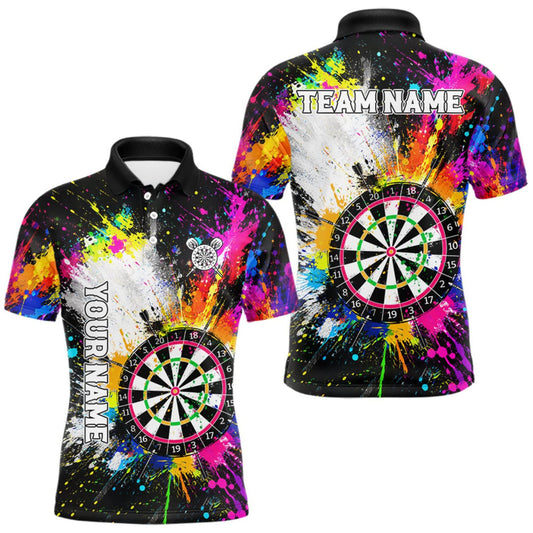 Maxcorners Funny Dartboards Colorful Paint Splash Darts Shirts For Men Custom Darts Team Jersey Darts Gifts LM0409