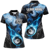 Maxcorners Blue 8 Ball Pool Fire Flame Abstract Pattern Custom Billiard Shirts For Men & Women, Billiard Team Jerseys