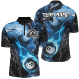 Maxcorners Blue 8 Ball Pool Fire Flame Abstract Pattern Custom Billiard Shirts For Men & Women, Billiard Team Jerseys