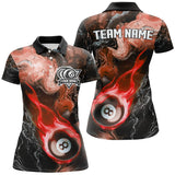 Maxcorners Red 8 Ball Pool Fire Flame Abstract Pattern Custom Billiard Shirts For Men & Women, Billiard Team Jerseys