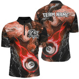 Maxcorners Red 8 Ball Pool Fire Flame Abstract Pattern Custom Billiard Shirts For Men & Women, Billiard Team Jerseys