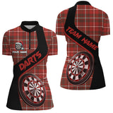 Maxcorners Personalized Red Plaid Pattern Christmas Dart Shirts For Women Custom Darts Team Jerseys Dart Gifts