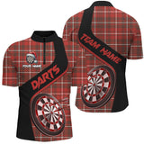 Maxcorners Personalized Red Plaid Pattern Christmas Dart Shirts For Men Custom Darts Team Jerseys Dart Gifts