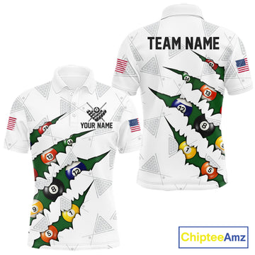 Maxcorners Personalized Scratch 8 Ball Billiard Shirt For Men Custom Pool Jersey, Billiard Team Shirt |Green LM0402