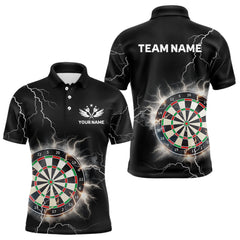 Maxcorners Custom Dartboard Thunder Lightning Dart Shirts For Men | Darts Polo & 1/4 Zip Team Jerseys