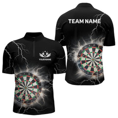 Maxcorners Custom Dartboard Thunder Lightning Dart Shirts For Men | Darts Polo & 1/4 Zip Team Jerseys