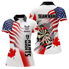 Maxcorners Personalized Men's Dart Shirts – Funny Canada & US Flag Mix Custom Patriotic Darts Team Jerseys MT1006