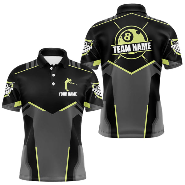 Maxcorners Billiard Jerseys For Men Custom Polo & 1/4 Zip Billiard Shirt, Team Pooler Short Sleeve|Green Neon TU0309