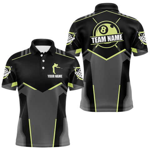 Maxcorners Billiard Jerseys For Men Custom Polo & 1/4 Zip Billiard Shirt, Team Pooler Short Sleeve|Green Neon TU0309