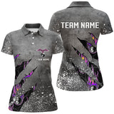 MaxCorners Billiard Ball 8 Grey Grunge Billiard Customized Name, Team Name 3D Polo Shirt For Women