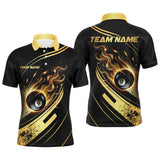 Maxcorners Personalized Black Golden 8 Ball Pool Fire Billiard Shirts For Men Team League Billiard Jerseys