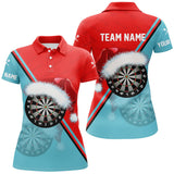 Maxcorners Red Blue Santa Darts Board Christmas Women Darts Polo & Quarter-Zip Shirts Custom Dart Jerseys Gift