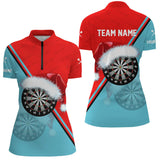 Maxcorners Red Blue Santa Darts Board Christmas Women Darts Polo & Quarter-Zip Shirts Custom Dart Jerseys Gift