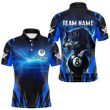 Maxcorners Personalized Thunder Lightning Wolf Billiard Shirt For Men, 8 Ball Billiard Team Jerseys |Blue LM0803