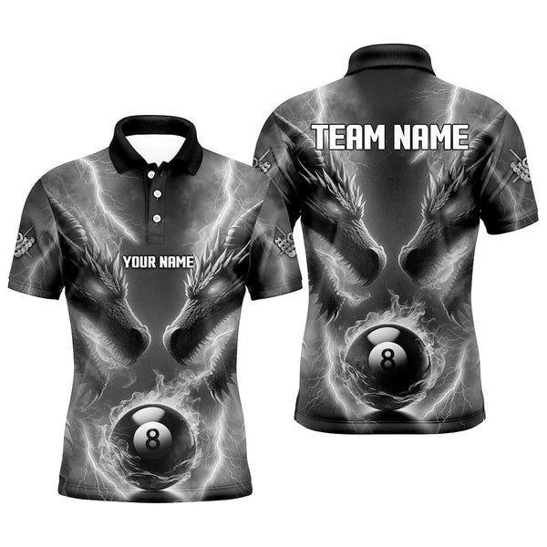 Maxcorners Grey Lightning 3D Dragon 8 Ball Pool Billiard Jersey Customized Name, Team Name 3D Shirt